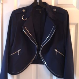 White House Black Market Navy Zipper Blazer
